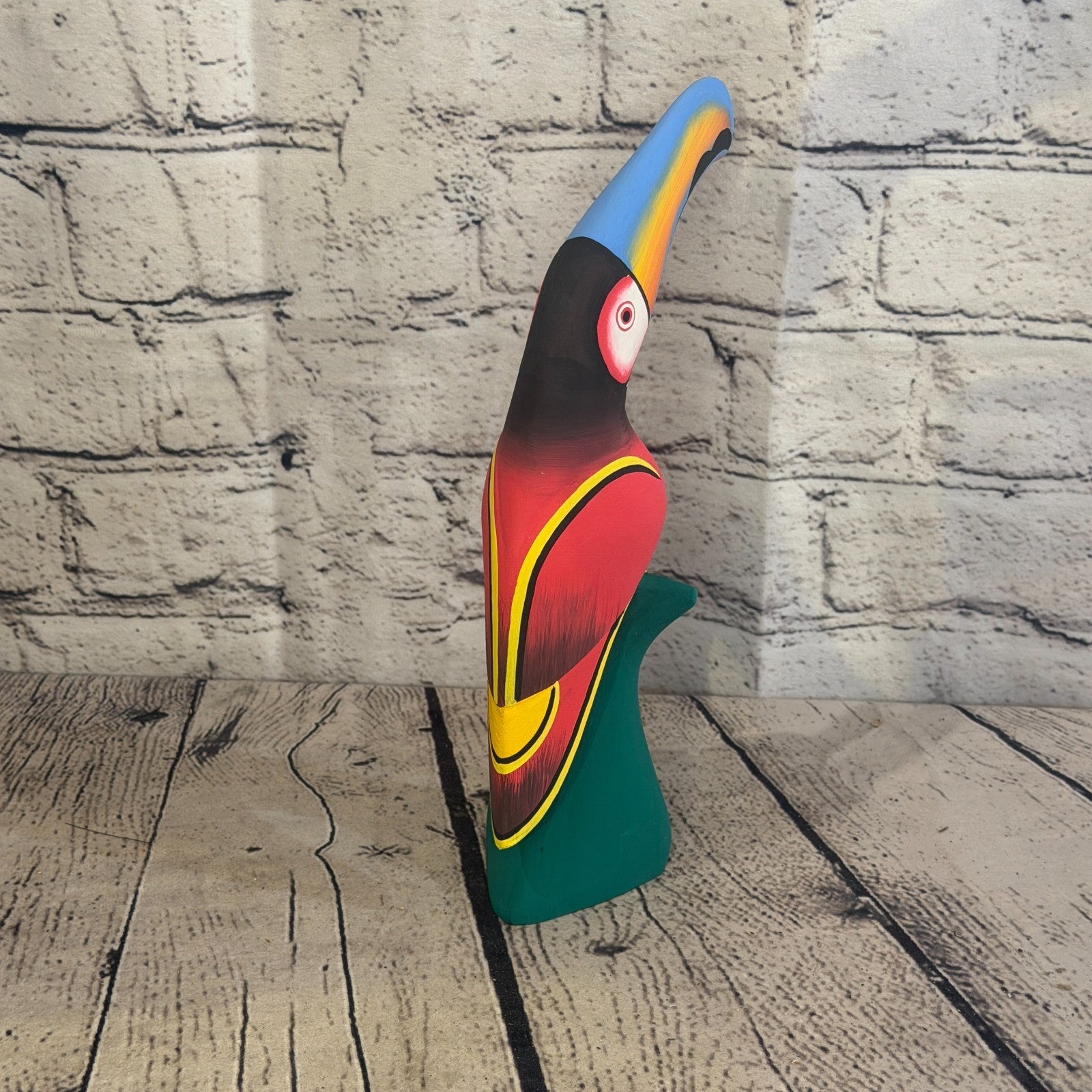 20cm Dark Red Toucan Bird Ornament Statue Fair Trade Hand Made Carved Wood4