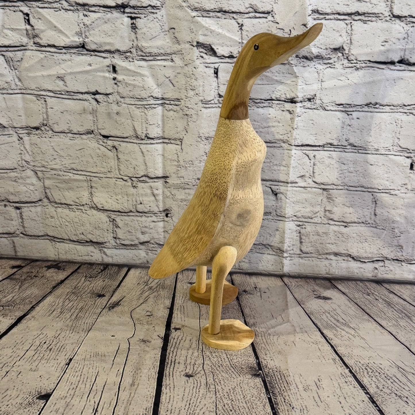 Looking Right 40cm Tall Wooden Smooth Duckling Baby Duck Bamboo Root Fairtrade3