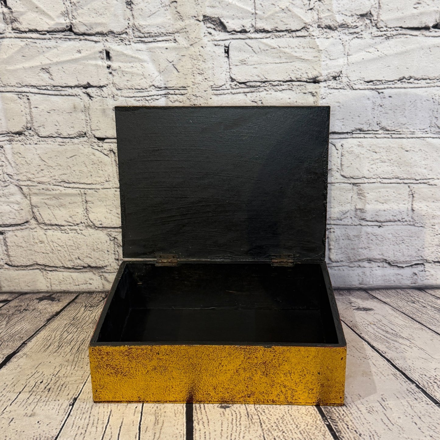 Bright Gold Thai Buddha Head Edge 25cm x 18cm x 7cm Wooden Box Trinket Handmade3