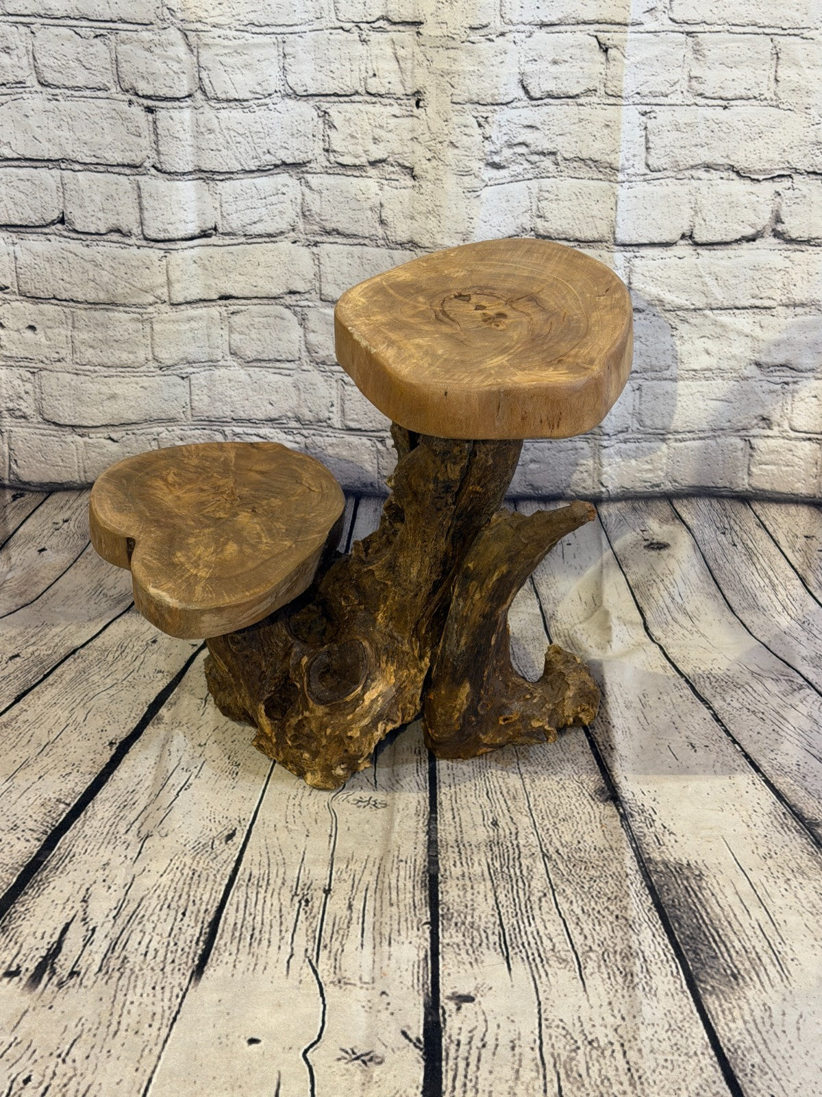 40cm x 40cm Double Wooden Coffee Root Sculpture Garden Teak Root Ornament Carved4
