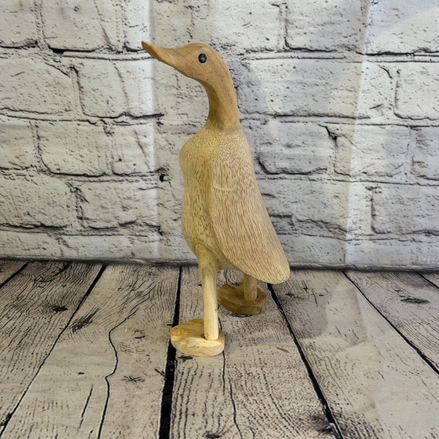 Looking Left 25cm Tall Wooden Smooth Duckling Baby Duck Bamboo Root Fairtrade3