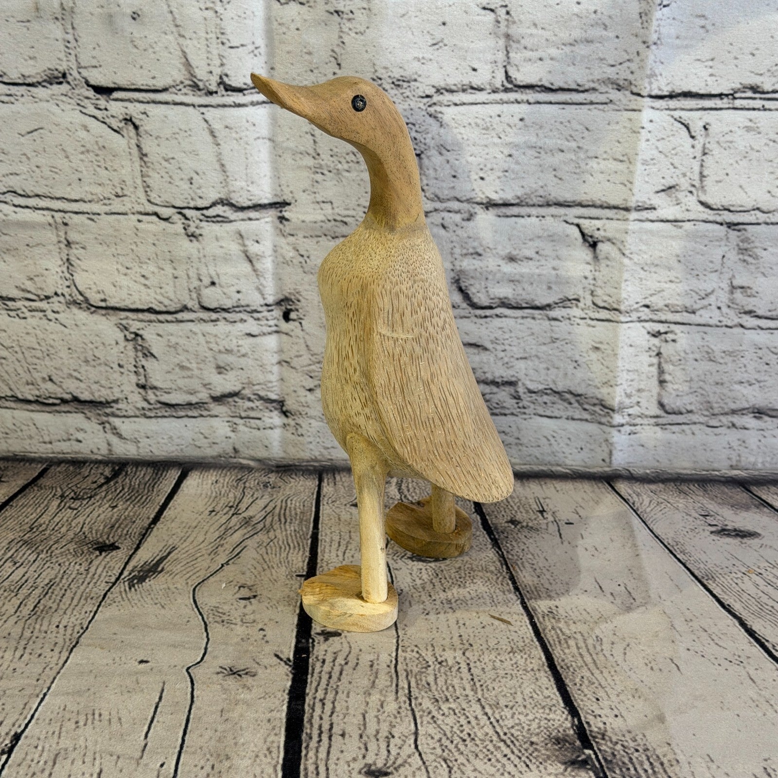 Looking Left 25cm Tall Wooden Smooth Duckling Baby Duck Bamboo Root Fairtrade3
