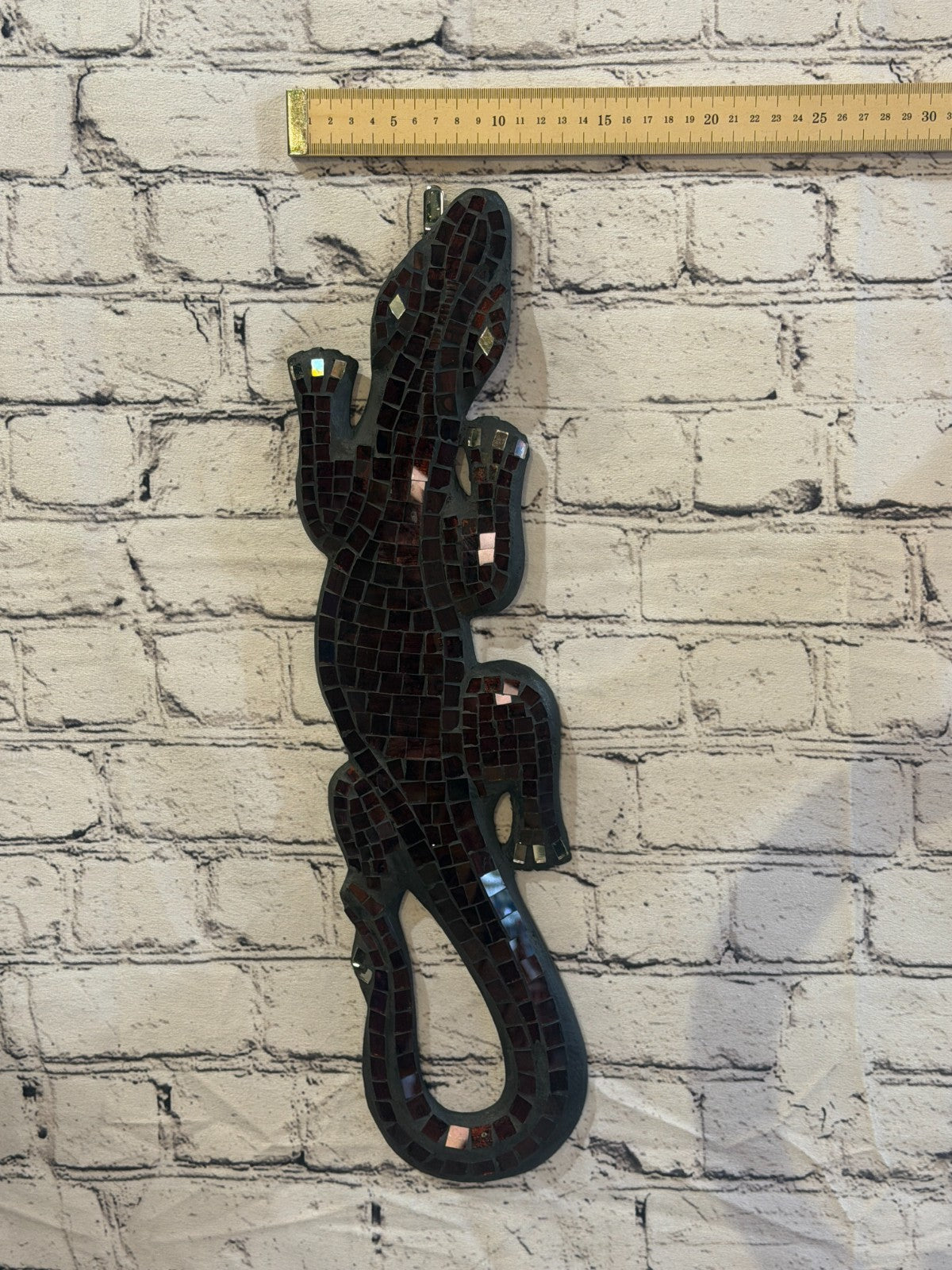 50cm Gecko Purple Mosaic Wall Hanging Wooden Ornaments Wood Carving3