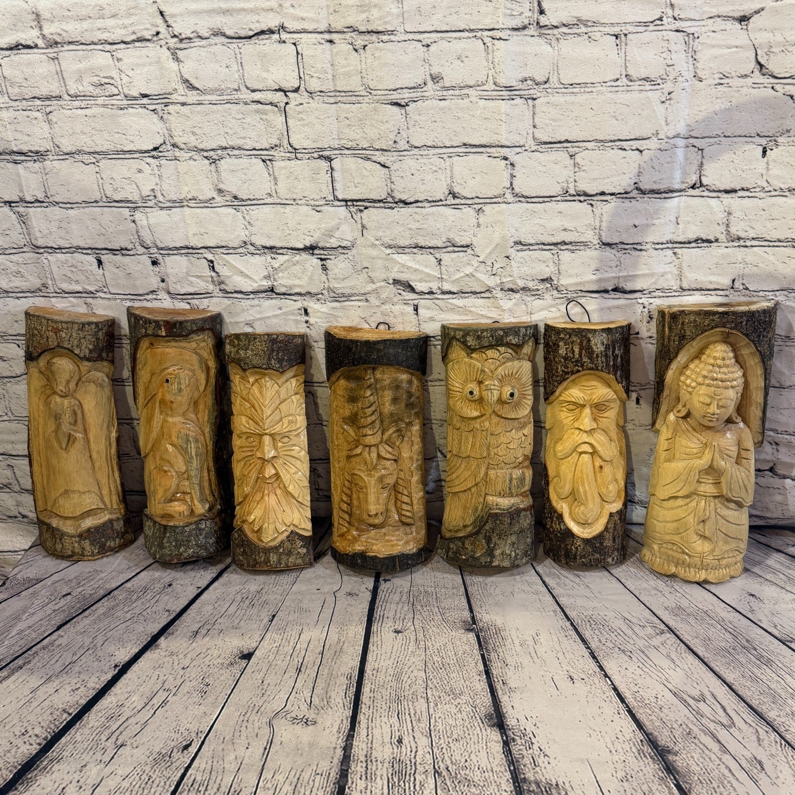 Owl Of The Woods 30cm Hand Carved Wizard Tree Trunk Wood Fairtrade6