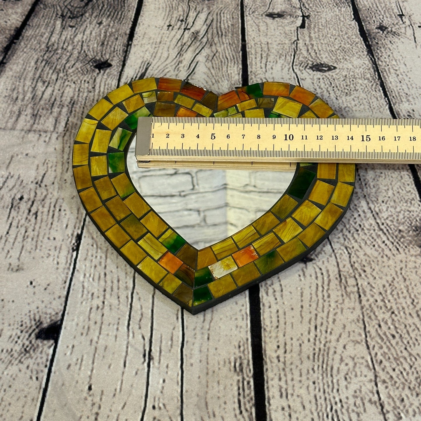 Yellow Heart Shape Mosaic Tile Wall Mirror 20cm x 15cm 8 Inches Handmade New6