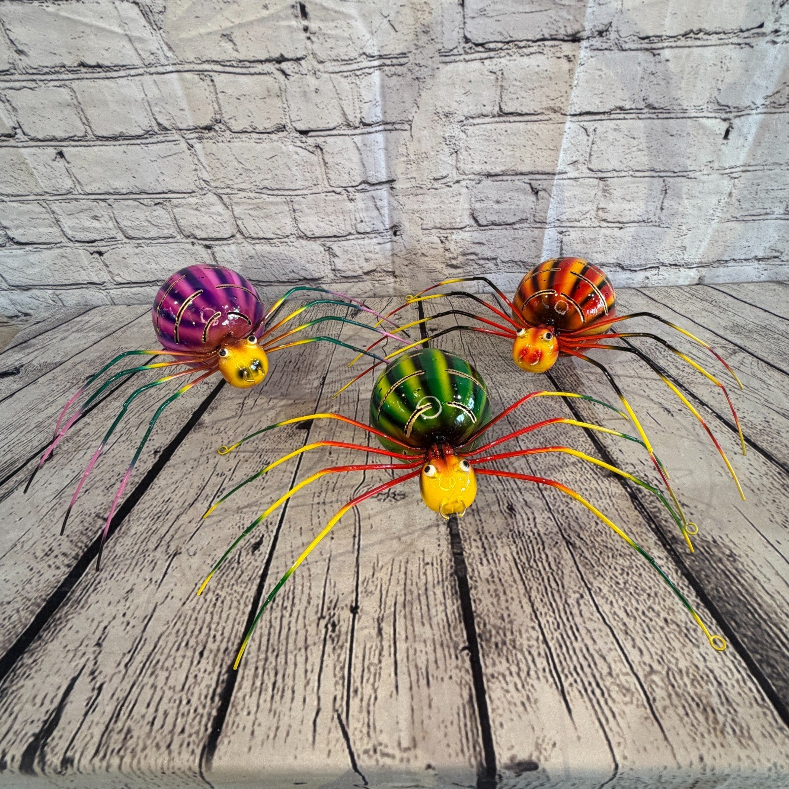 35cm x 20cm Small Colourful Orange Spider Metal Tin Standing Ornament Statue8