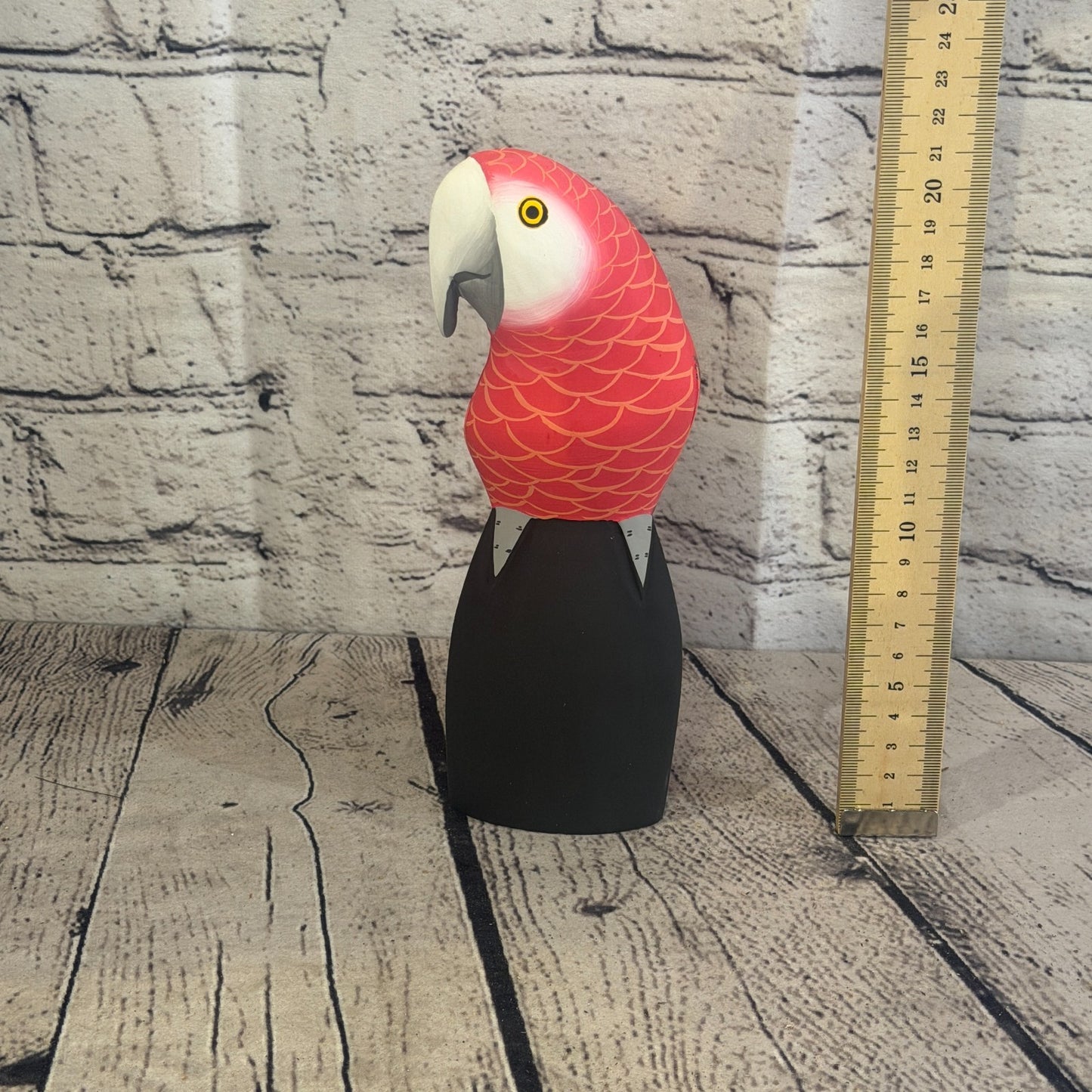 20cm Bright Red Parrot Bird Ornament Statue Fair Trade Hand Made Carved Wood5