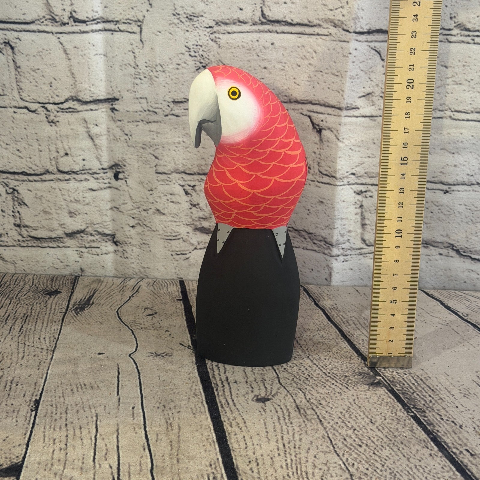 20cm Bright Red Parrot Bird Ornament Statue Fair Trade Hand Made Carved Wood5