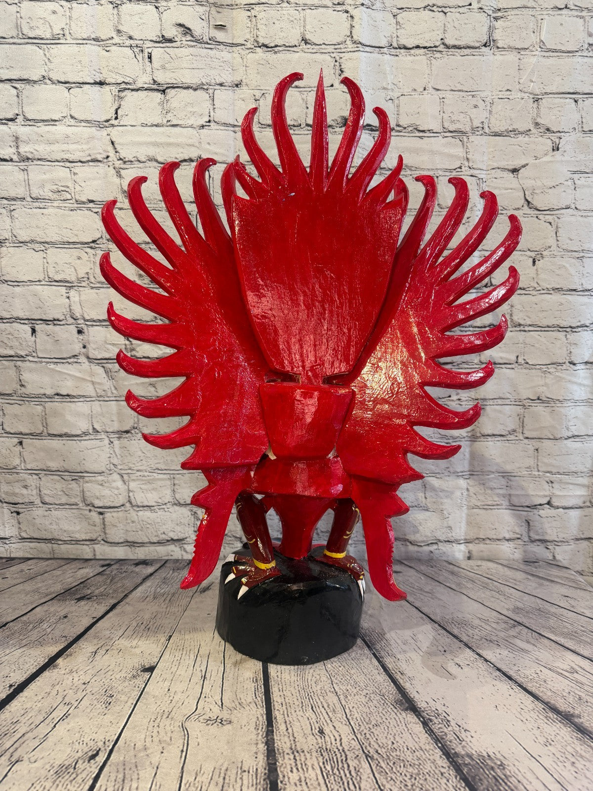 70cm Red Balinese Carved Sculpture Winged Garuda Painted Wood  Vishnu Hindu4