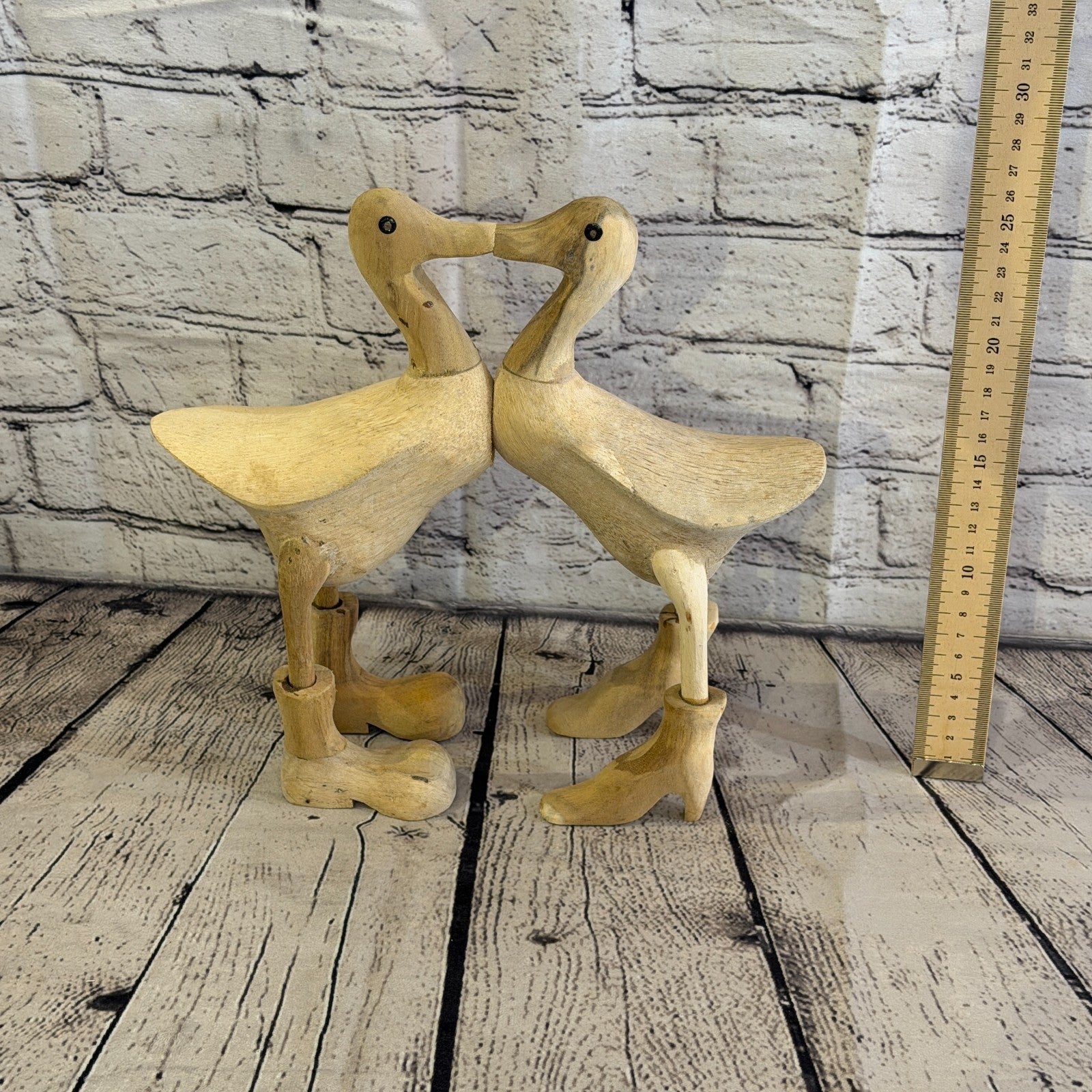 25cm x 30cm Wooden Kissing Duck Bamboo Root Romantic Vintage Rustic Funny Gift5
