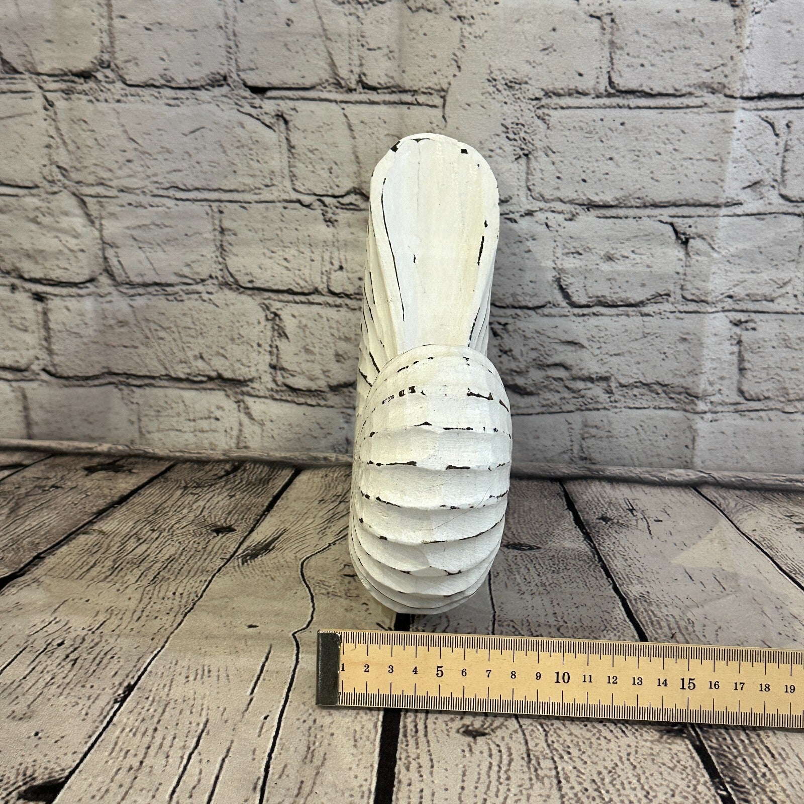 25cm White Shabby Nautilus Shell Ornament Decor Carved Light Wood Parcel Figure8