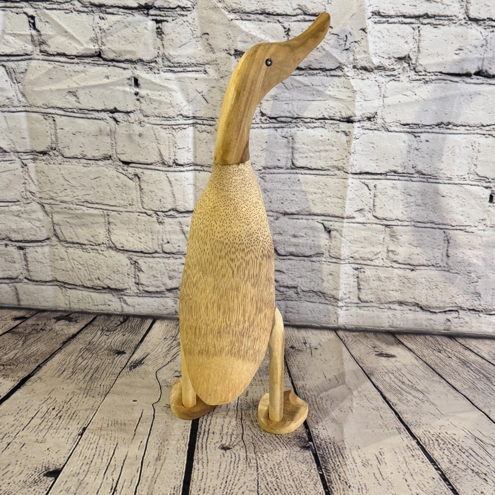 Looking Right 40cm Tall Wooden Smooth Duckling Baby Duck Bamboo Root Fairtrade4