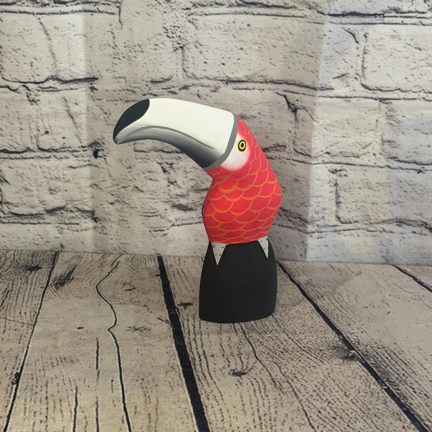 15cm Bright Red Toucan Bird Ornament Statue Fair Trade Hand Made Carved Wood2