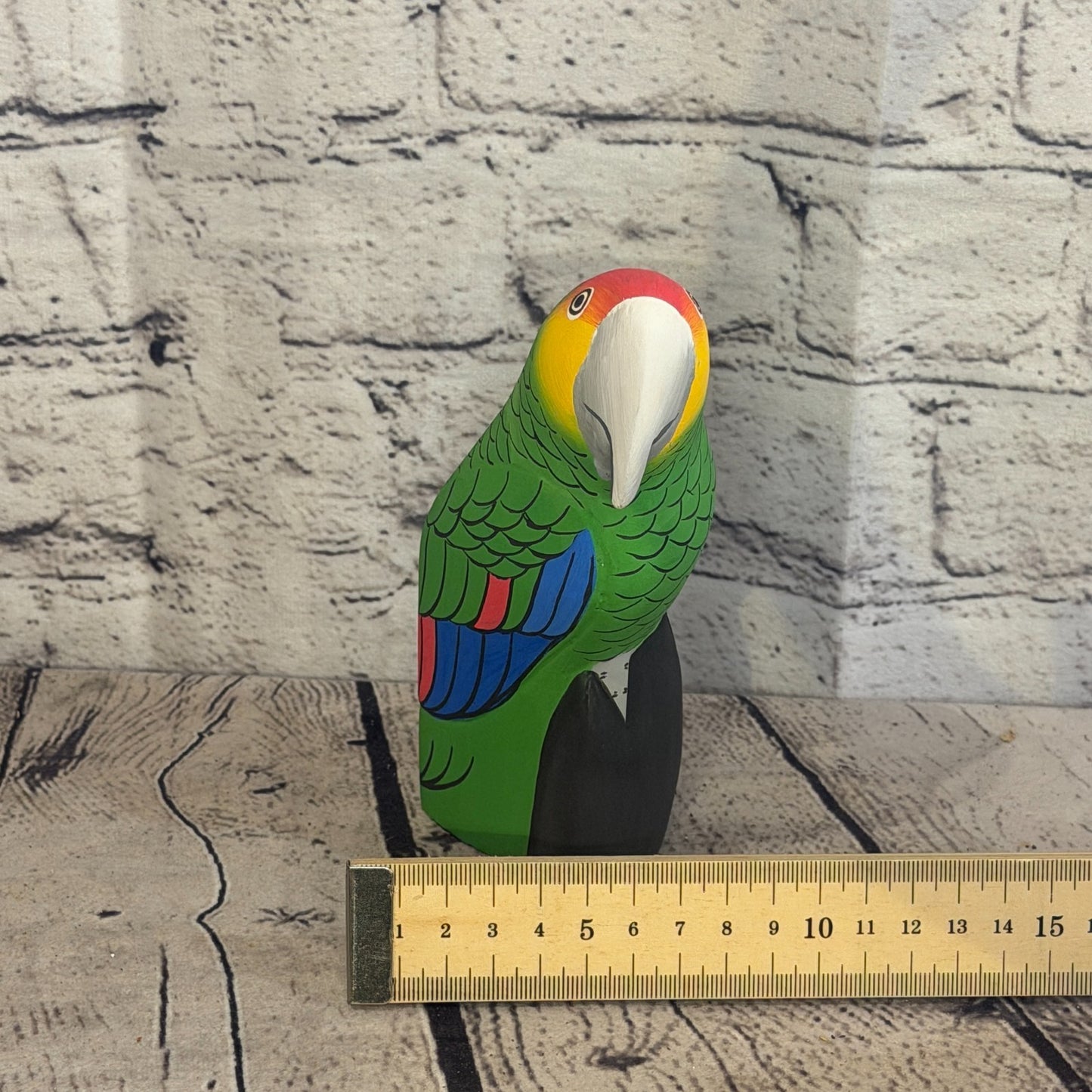 15cm Bright Green Parrot Bird Ornament Statue Fair Trade Hand Made Carved Wood7