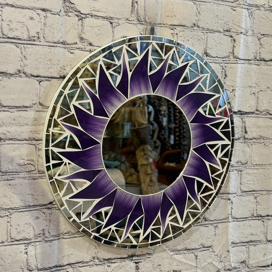 Purple Sun Flame Mosaic Tile Wall Mirror 40cm x 40cm 16 Inches Handmade0