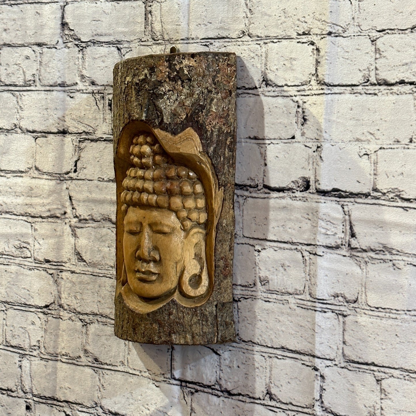 Buddha Head Of The Woods 30cm Hand Carved Wizard Tree Trunk Wood Fairtrade2