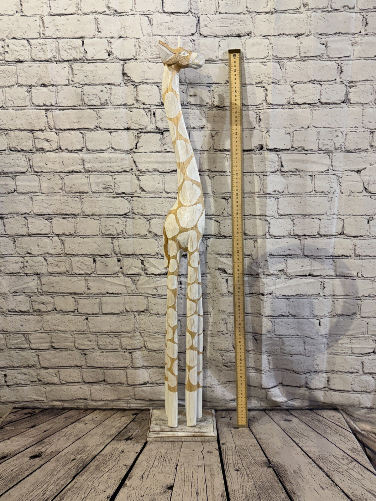 100cm White Dot Wooden Giraffe Standing Single Carve Solid Wood Giraffe Handmade5