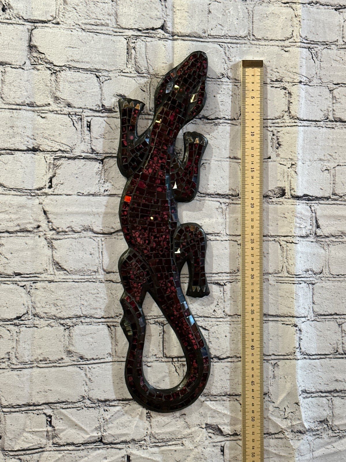 50cm Gecko Cherry Red Mosaic Wall Hanging Wooden Ornaments Wood Carving4