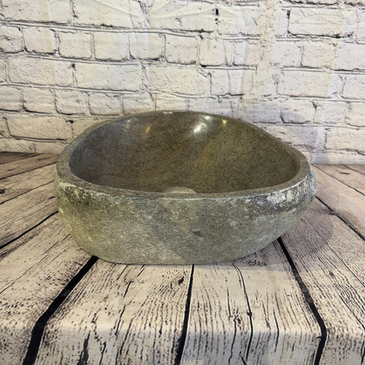 36cm x 37cm Wash Basin Bathroom Counter Top Washing River Stone Bowl Sink No 260