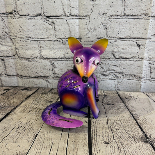 18cm x 14cm Purple Colour Fox Cartoon Ornament Painted Statue Candle Holder0