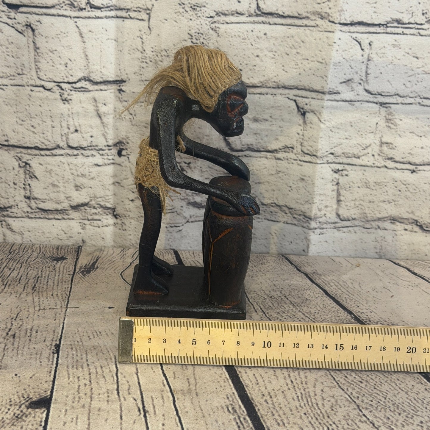 20cm Standing Bongo African Tribal Warrior Man Figure Statue Wood Hand Carved6