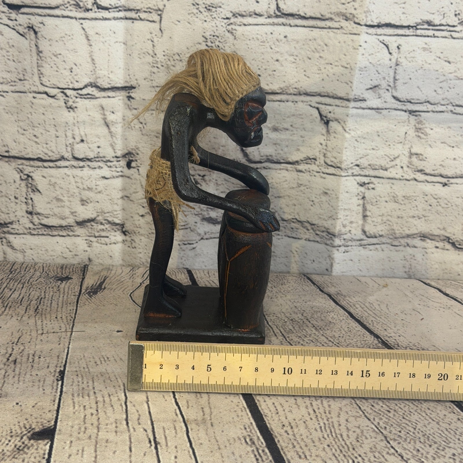 20cm Standing Bongo African Tribal Warrior Man Figure Statue Wood Hand Carved6