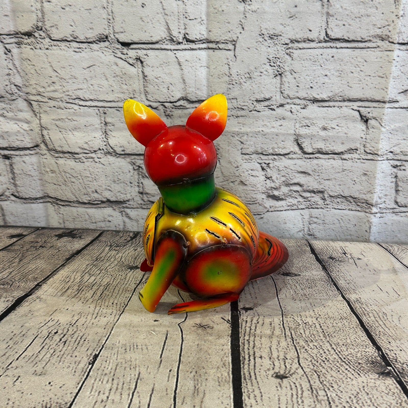 18cm x 14cm Orange Colour Fox Cartoon Ornament Painted Statue Candle Holder5