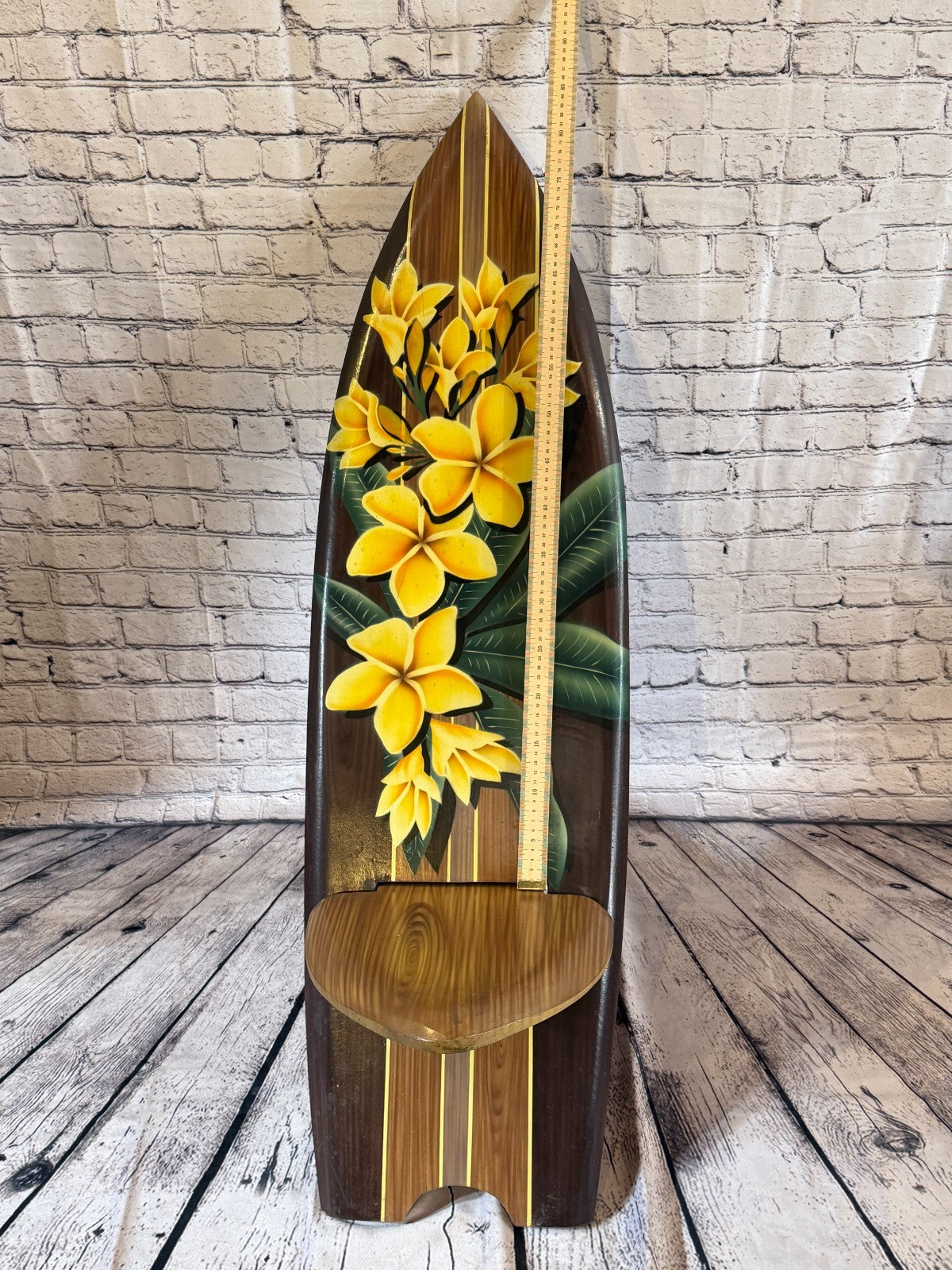 120cm Painted Surf Board Shape African Birthing Chair Hand Carved Wooden Tribal4