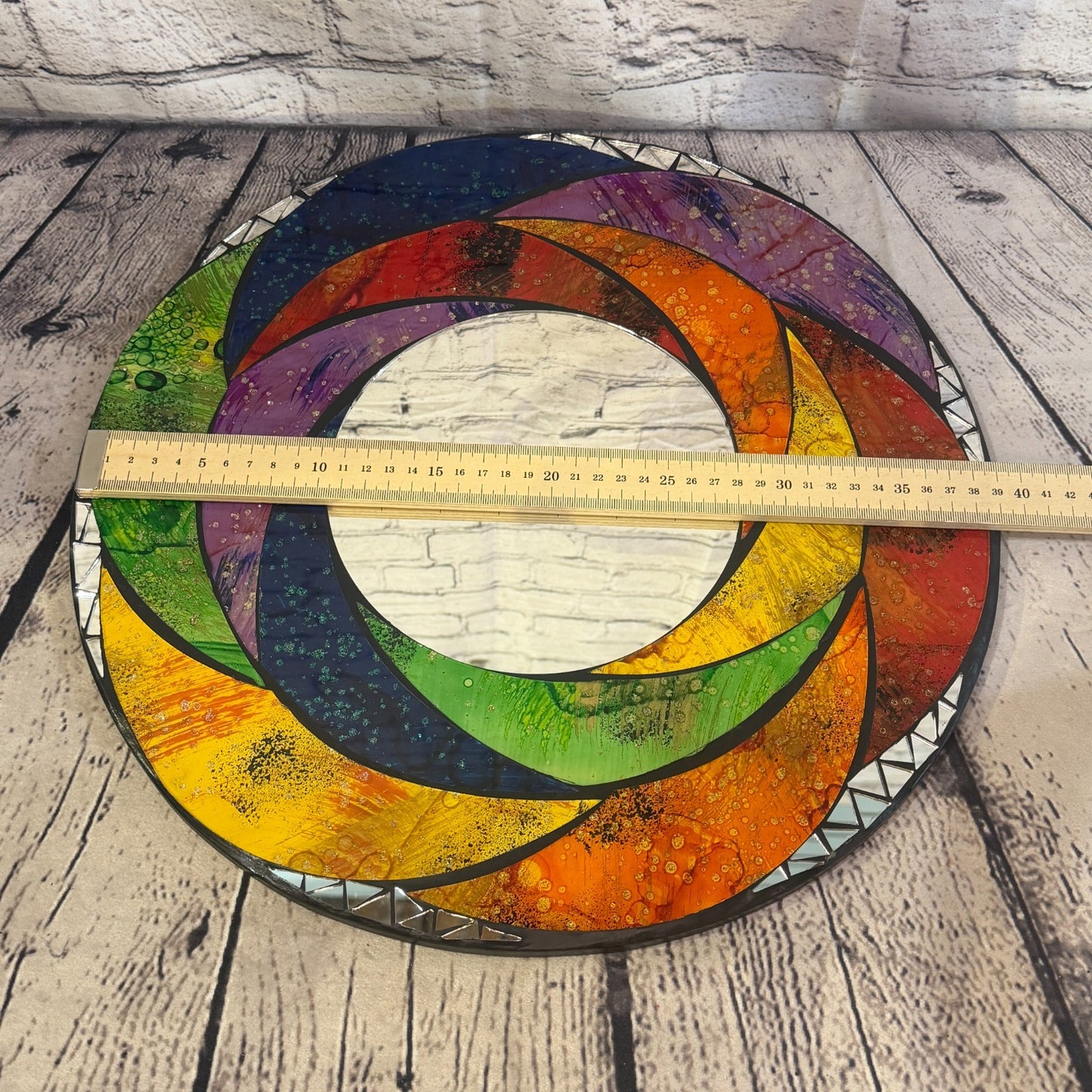 Rainbow Swirl Mosaic Tile Wall Mirror 40cm x 40cm 16 Inches Handmade New4