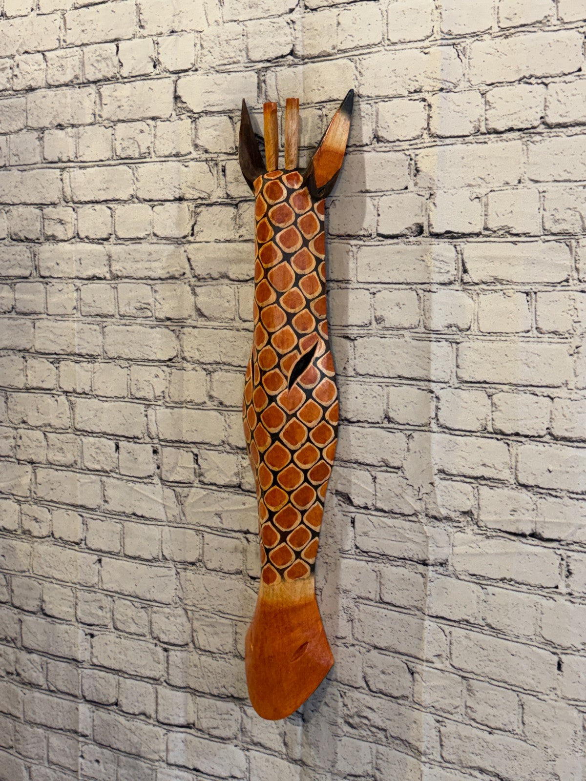 80cm Giraffe Plain Hand Carved Fair Trade Wooden Animal Wall Art Wall Hang Mask1