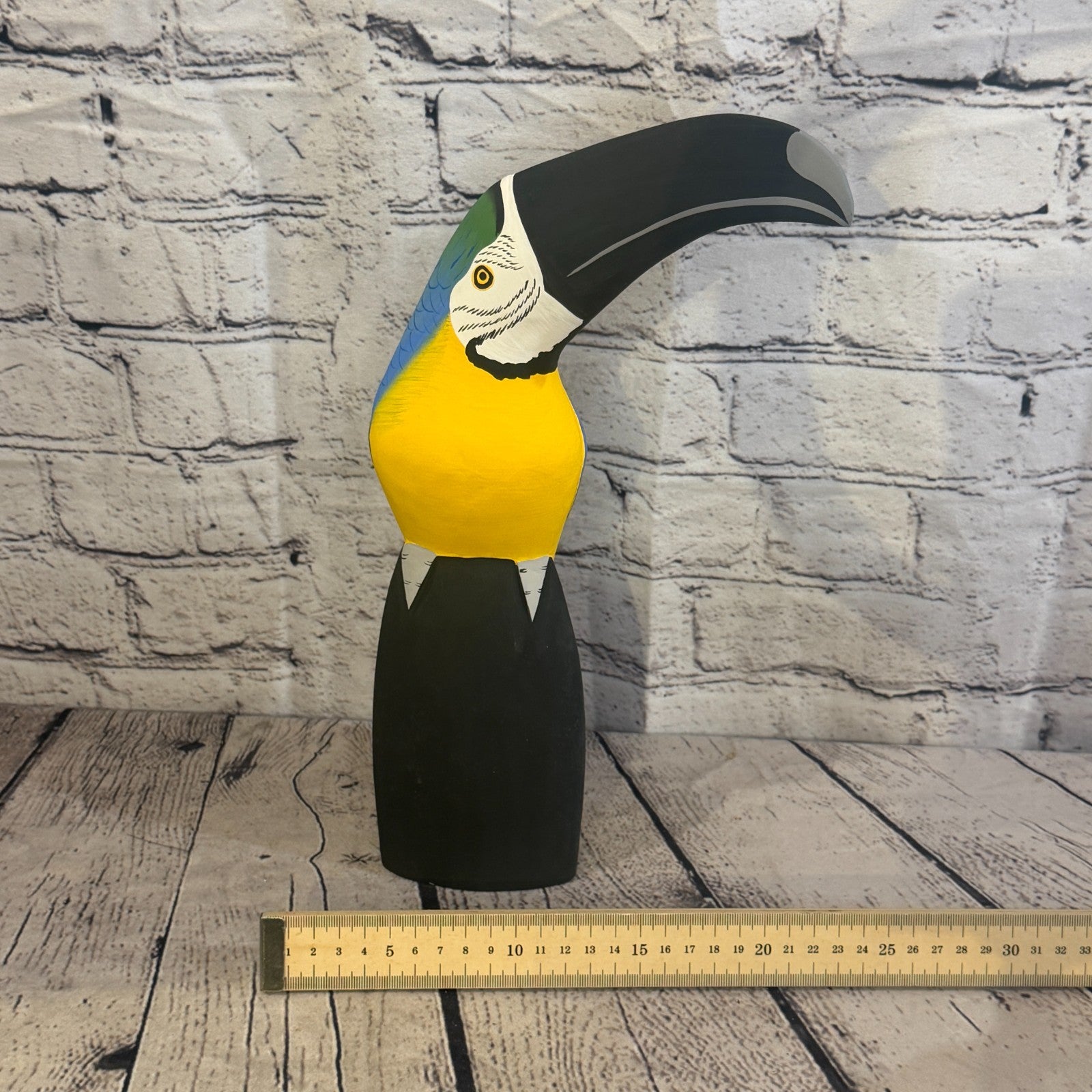 30cm Bright Blue Toucan Bird Ornament Statue Fair Trade Hand Made Carved Wood6
