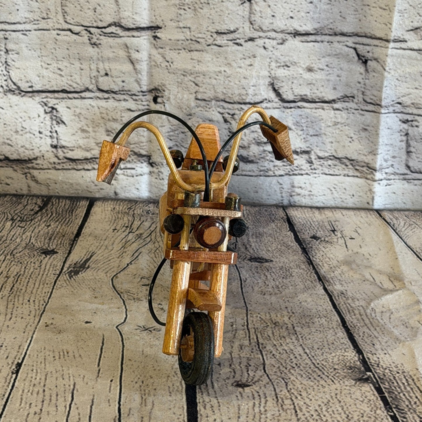 20cm Small Light Wood Motorbike Motorcycle Model Wooden Ornament Decorative Bike1