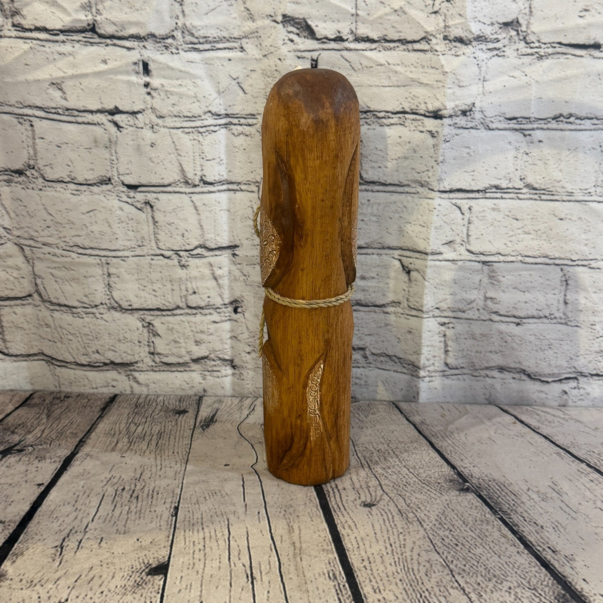 30cm Dark Brown Wooden Shabby Dog Statue Ornament Fair Trade Handcarved4