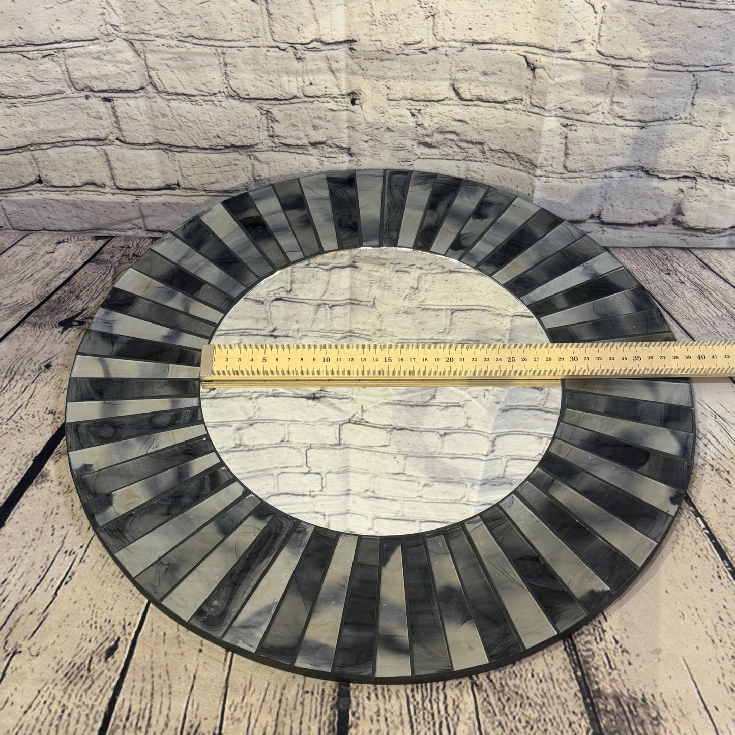 Grey Black Line Black Mosaic Tile Wall Mirror 50cm x 50cm 20 Inches Handmade6