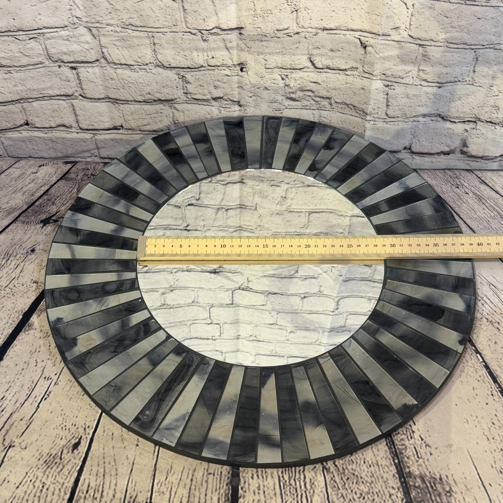 Grey Black Line Black Mosaic Tile Wall Mirror 50cm x 50cm 20 Inches Handmade6