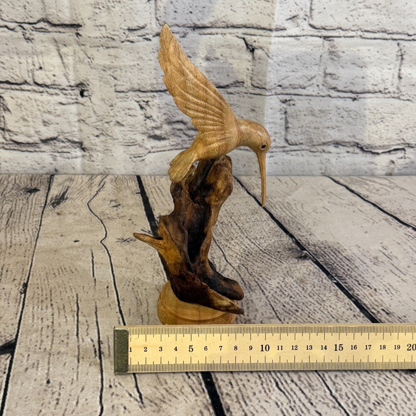 20cm Single Humming Bird Mushroom Parasite Ornament Natural Carving Wooden6