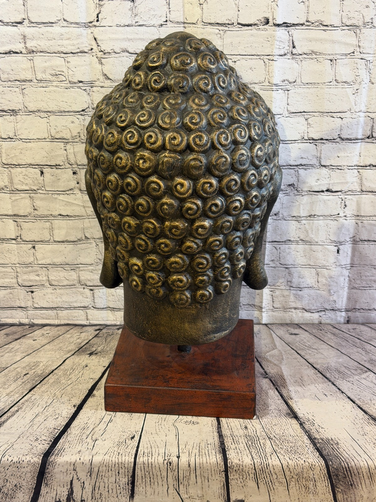 Bronze 70cm x 30cm Thai Buddha Head Peaceful On Base Statue Resin Hindu4