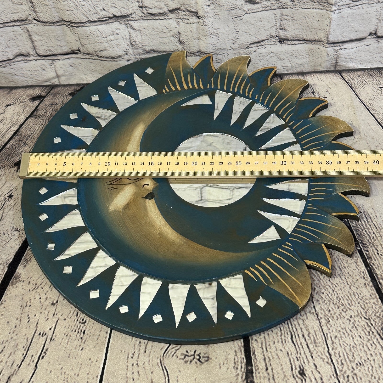 Blue Half Moon Mosaic Tile Wall Mirror 40cm x 40cm 16 Inches Handmade Fairtrade3