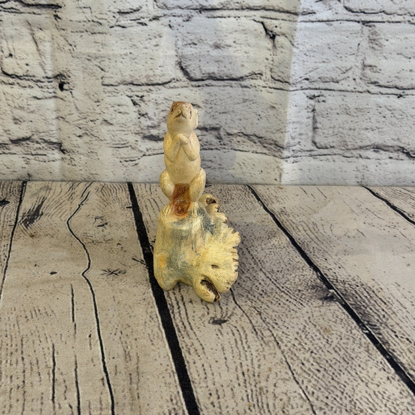 15cm Mouse Mushroom Stand Parasite Wood Ornament Natural Carving Wooden Standing1