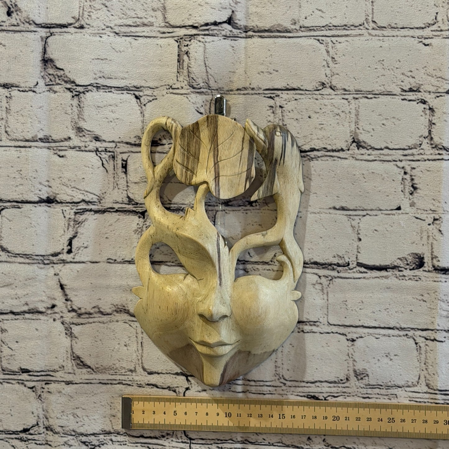 Wooden Soulmate Mask Wall Art Hibiscus Wood Hand Carved Fair Trade Design 23