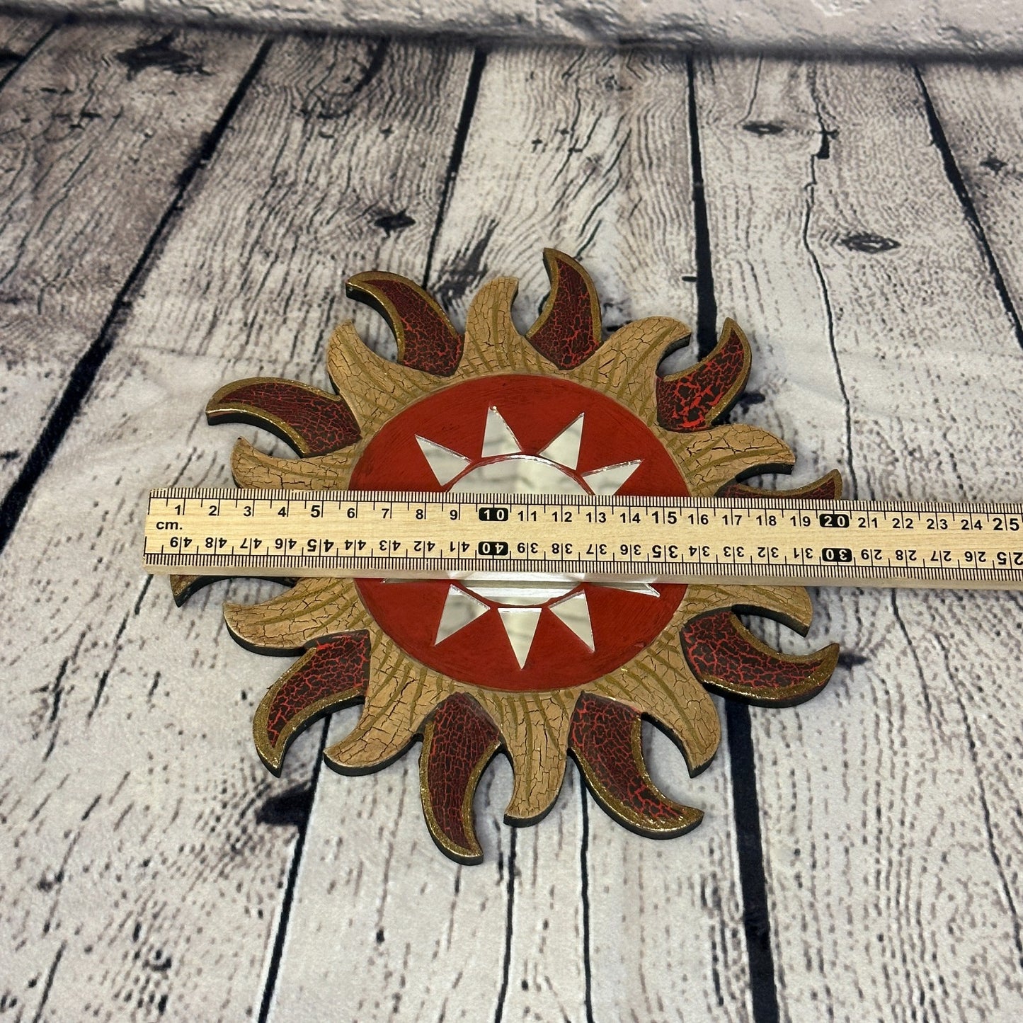 Red Burst Sun Mosaic Tile Wall Mirror 20cm x 20cm 8 Inches Handmade Fairtrade3