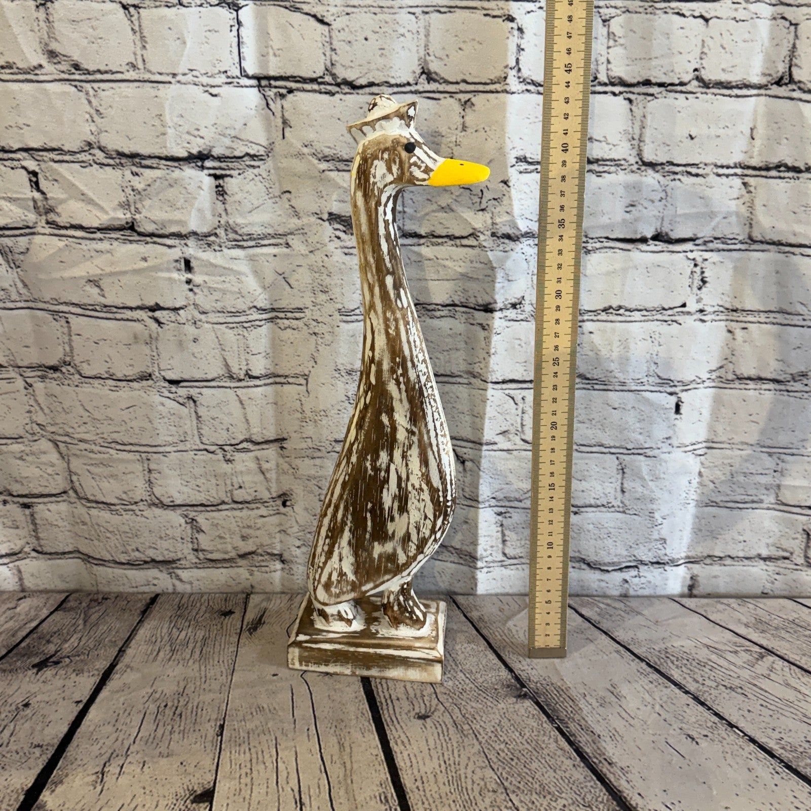 Looking Forward 45cm Tall Wooden Brown Duckling Baby Duck Shabby Wood Fairtrade5
