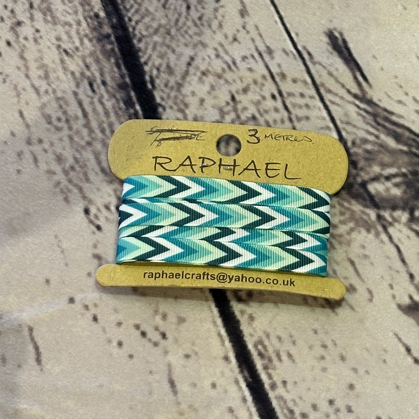 Zigzag Turquoise Grossgrain 1cm Wide Ribbon 3 Meters