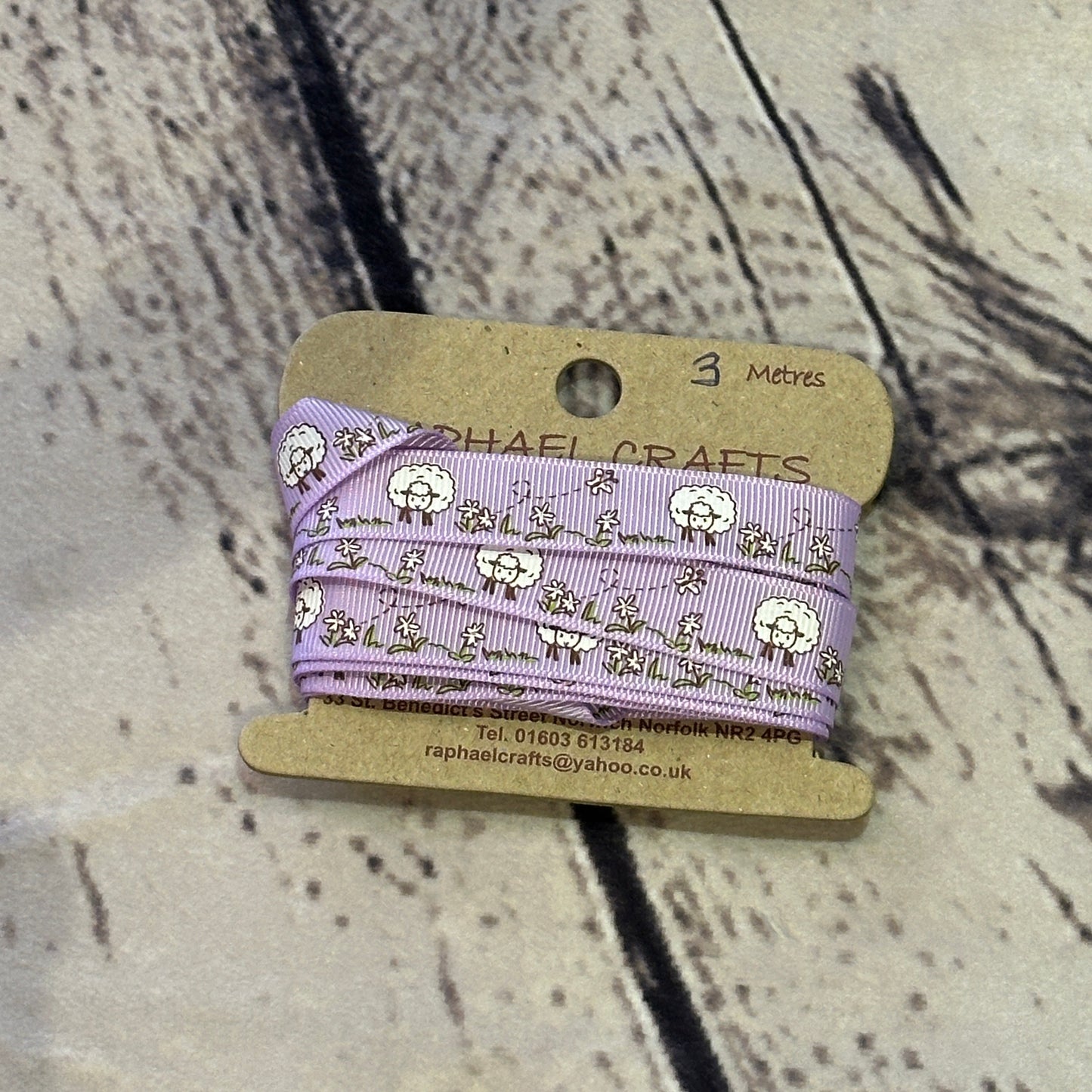 Purple Sheep Grossgrain Pattern 1/2 Inch Wide Ribbon 3 Meters