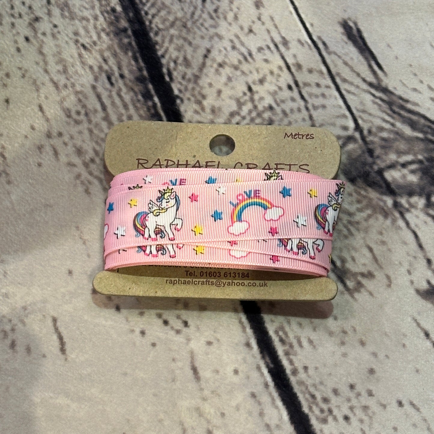 Unicorn Pink Grossgrain Pattern 1 Inch Wide Ribbon 3 Meters