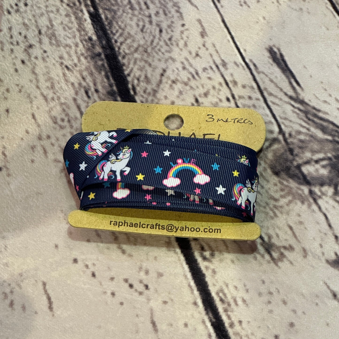 Unicorn Dark Blue Grossgrain Pattern 1 Inch Wide Ribbon 3 Meters