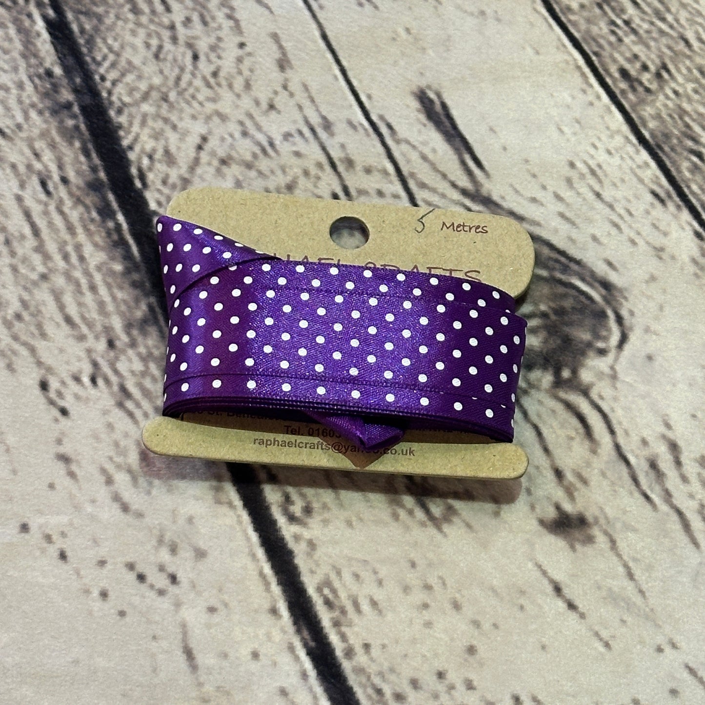 Dotty Purple Single Facing Satin Pattern 1 Inch Wide Ribbon 5 Meters