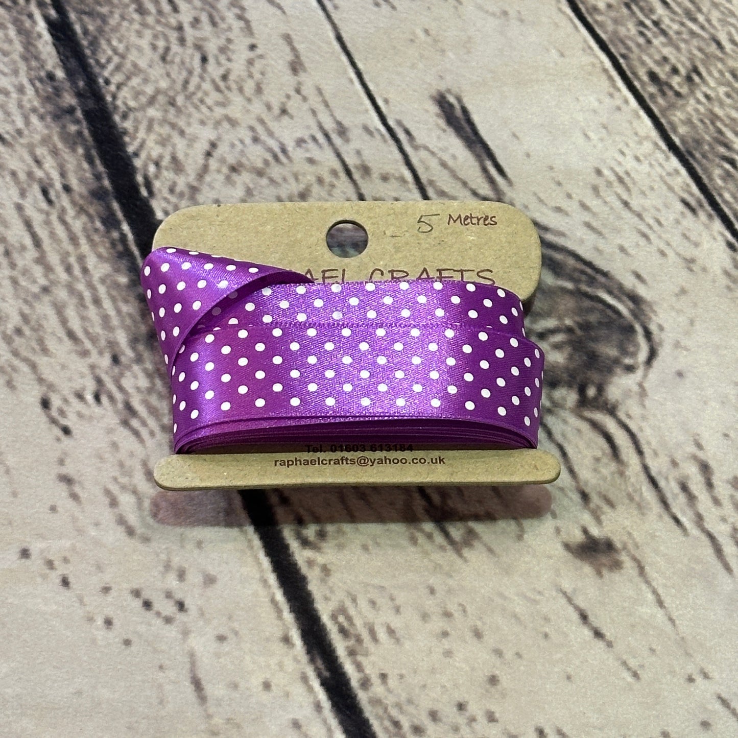 Dotty Light Purple Single Facing Satin Pattern 1 Inch Wide Ribbon 5 Meters