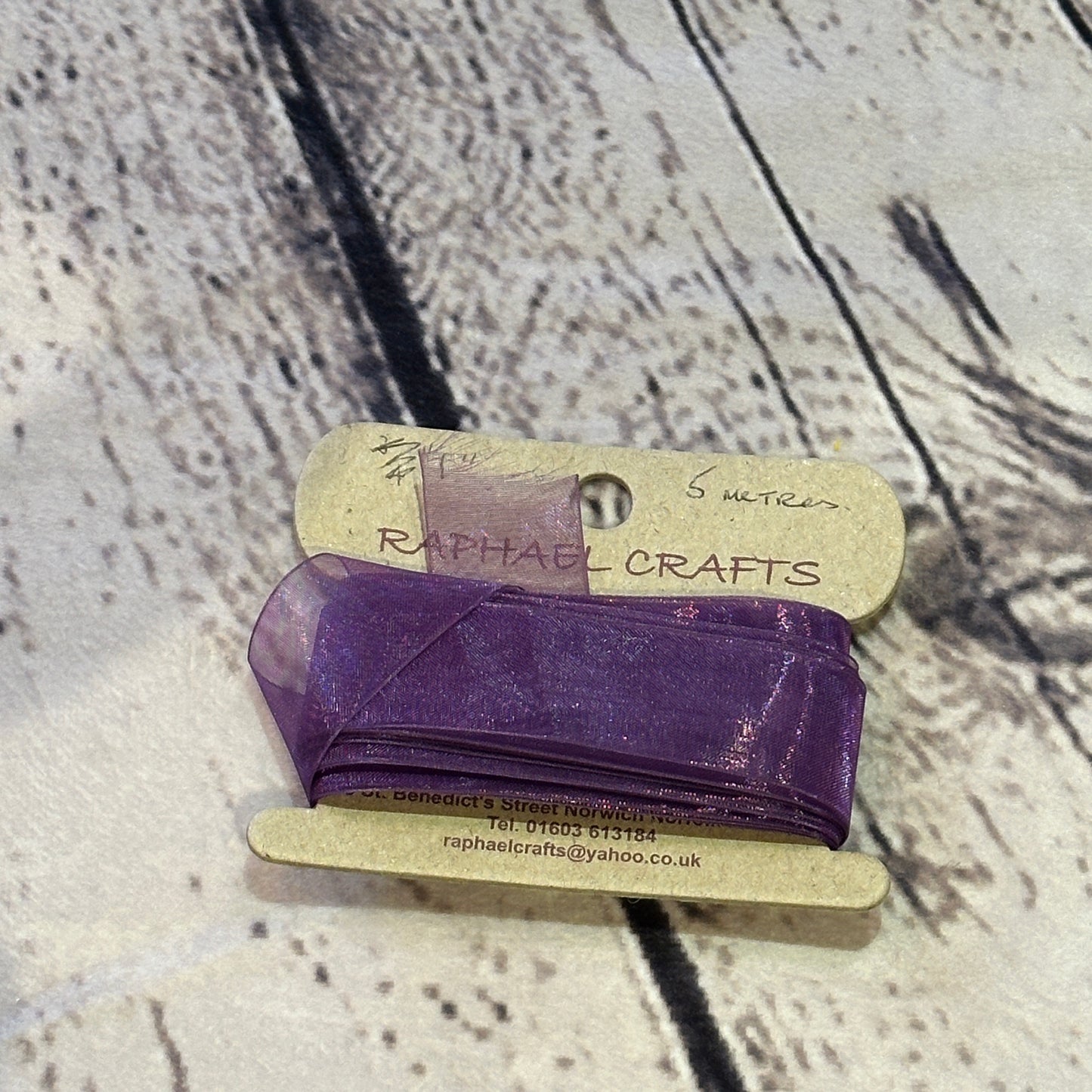 Organza Plum Pattern 1 Inch Wide Ribbon 5 Meters