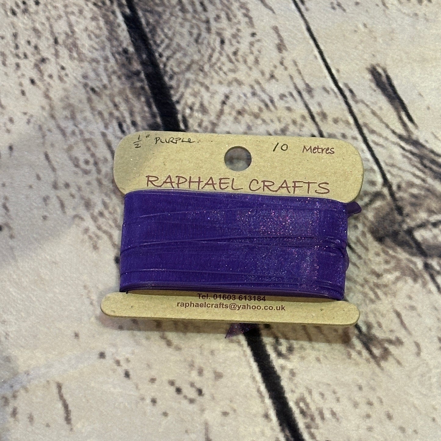 Organza Purple Pattern 1/2 Inch Wide Ribbon 10 Meters